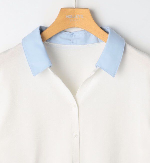 NOLLEY'S sophi「《手洗い可能/セットアップ対応》布帛襟取り外し可裾布帛半袖カーディガン」|カーディガン|