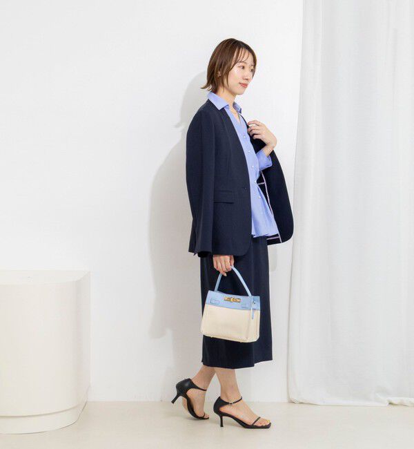 NOLLEY'S「《セットアップ対応》ストレッチツイルVネックジャケット」|ノーカラージャケット|