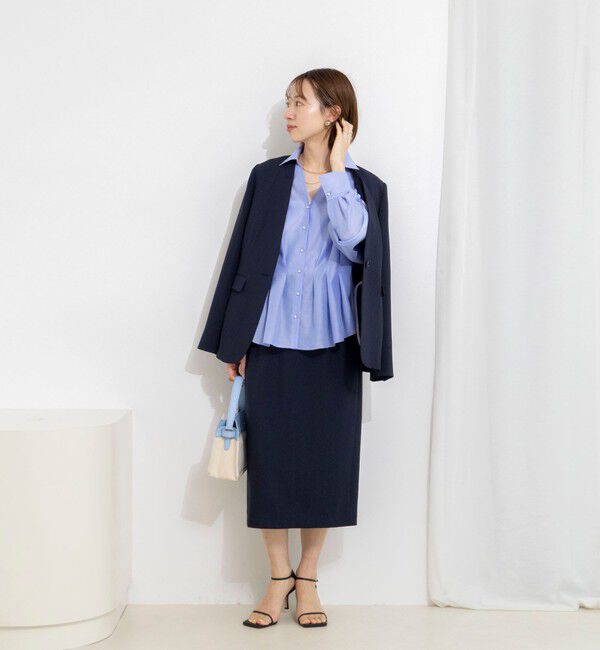 NOLLEY'S「《セットアップ対応》ストレッチツイルVネックジャケット」|ノーカラージャケット|