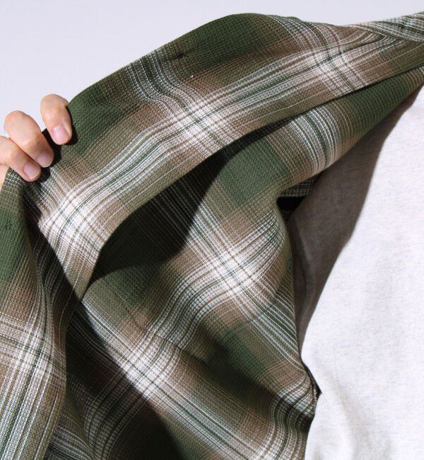 GLOSTER「【残暑にも快適なさらっとシャツ】ワッフルチェック ロングスリーブシャツ オンブレチェック」|シャツ・ブラウス|