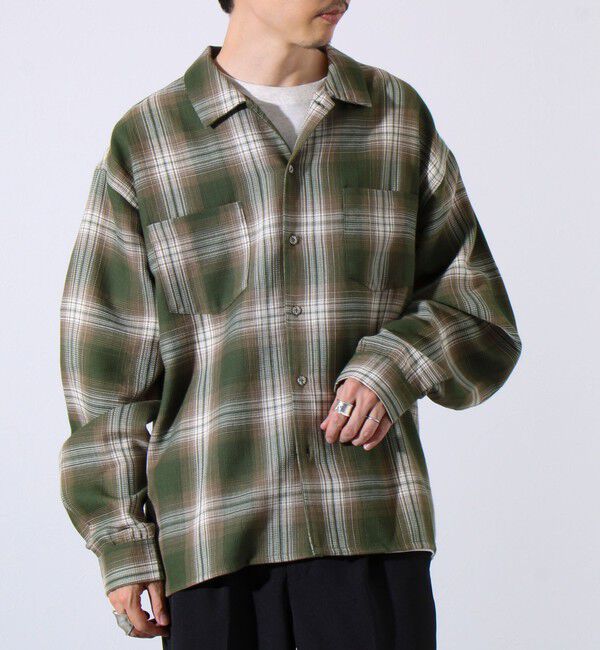 GLOSTER「【残暑にも快適なさらっとシャツ】ワッフルチェック ロングスリーブシャツ オンブレチェック」|シャツ・ブラウス|