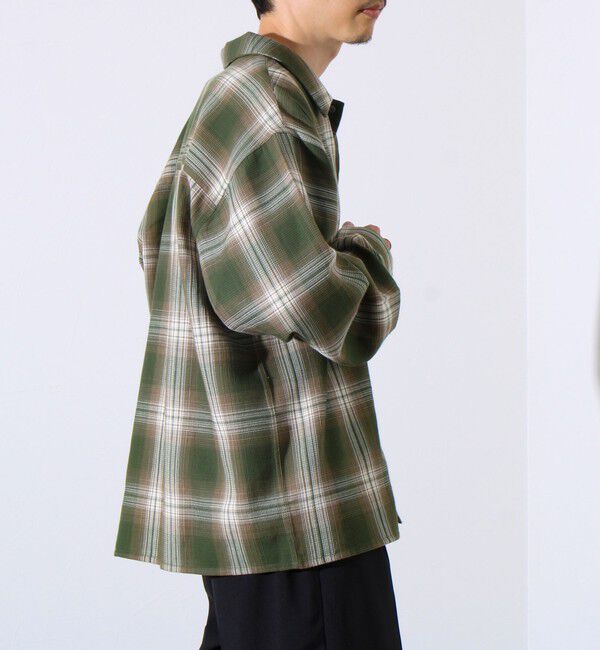 GLOSTER「【残暑にも快適なさらっとシャツ】ワッフルチェック ロングスリーブシャツ オンブレチェック」|シャツ・ブラウス|