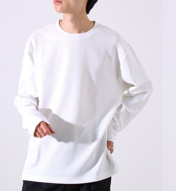 GLOSTER「【シリーズ累計人気】【ジャケットのインナーにおすすめ】ふくれジャガードロンT」|Tシャツ・カットソー|ホワイト