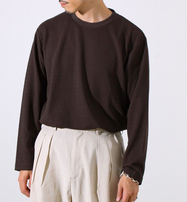 GLOSTER「【シリーズ累計人気】【ジャケットのインナーにおすすめ】ふくれジャガードロンT」|Tシャツ・カットソー|