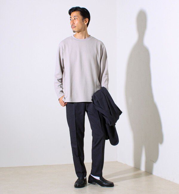 GLOSTER「【シリーズ累計人気】【ジャケットのインナーにおすすめ】ふくれジャガードロンT」|Tシャツ・カットソー|