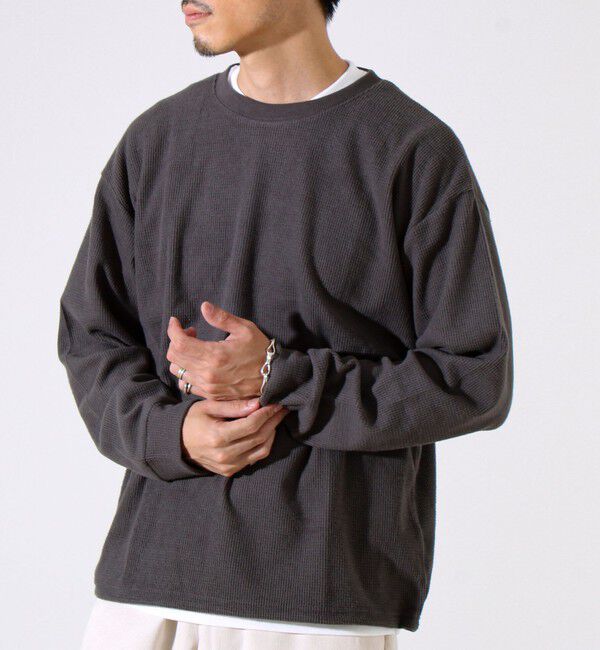 GLOSTER「【レイヤードに最適】起毛ワッフル 裾ドロストロンT」|Tシャツ・カットソー|