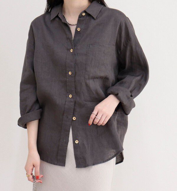 fredy emue「LINEN100 2WAYカシュクールシャツ」|シャツ・ブラウス|チャコールグレー