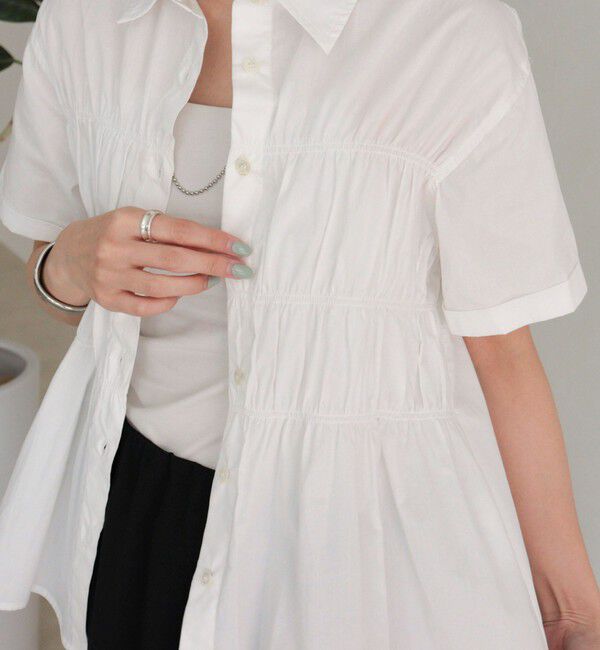 fredy emue「シャーリング半袖シャツ」|シャツ・ブラウス|