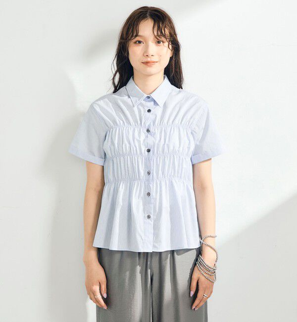 fredy emue「シャーリング半袖シャツ」|シャツ・ブラウス|