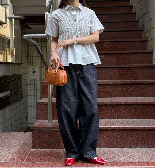 fredy emue「シャーリング半袖シャツ」|シャツ・ブラウス|