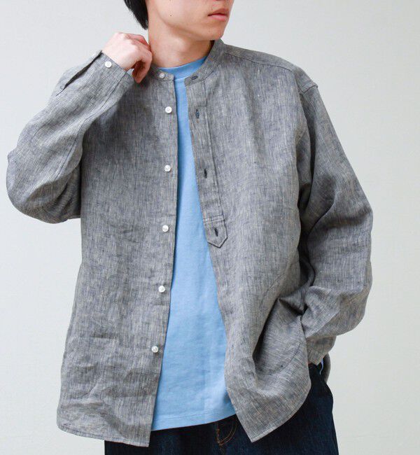 GLOSTER「【リネン100％】バンドカラーシャツ」|シャツ・ブラウス|