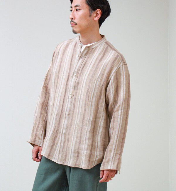 GLOSTER「【リネン100％】バンドカラーシャツ」|シャツ・ブラウス|