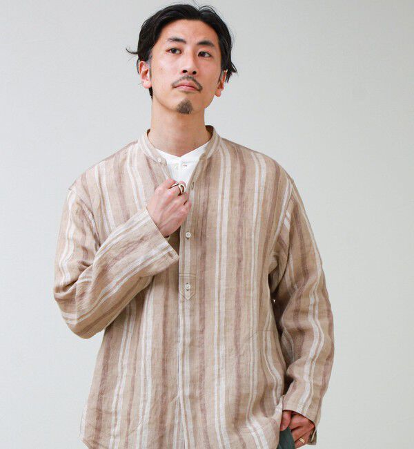 GLOSTER「【リネン100％】バンドカラーシャツ」|シャツ・ブラウス|