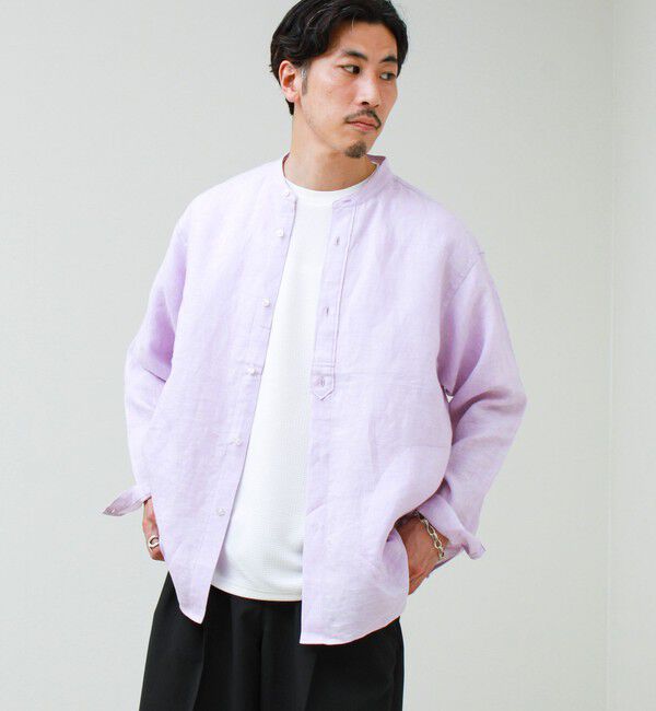 GLOSTER「【リネン100％】バンドカラーシャツ」|シャツ・ブラウス|