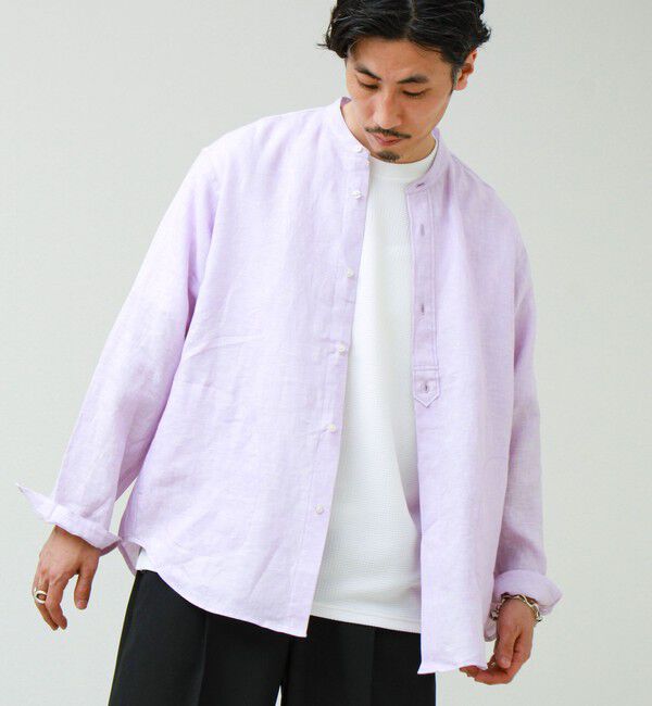 GLOSTER「【リネン100％】バンドカラーシャツ」|シャツ・ブラウス|