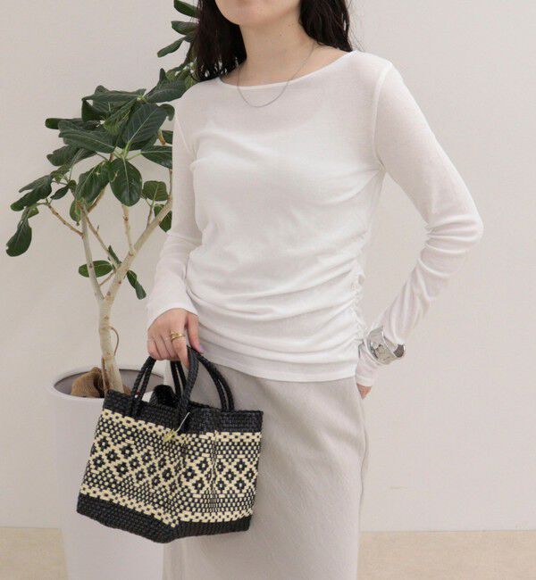 fredy emue「サイドギャザーシアーロンTシャツ」|Tシャツ・カットソー|オフホワイト