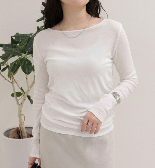 fredy emue「サイドギャザーシアーロンTシャツ」|Tシャツ・カットソー|