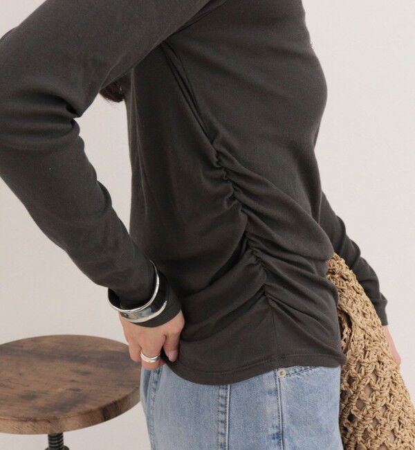 fredy emue「サイドギャザーシアーロンTシャツ」|Tシャツ・カットソー|