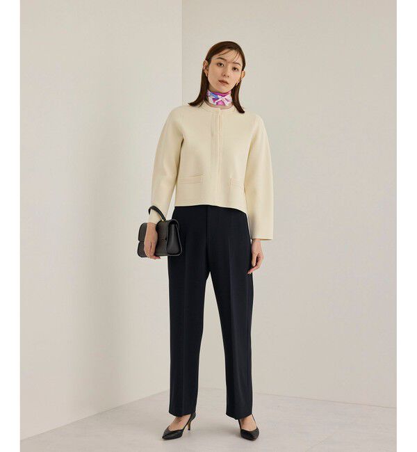 ROPE「トリアセダブルクロスストレートワイドパンツ【セレモニー/通勤対応】」|チノ|