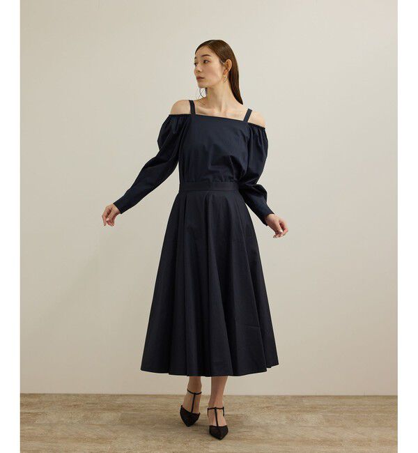 ROPE「【洗える】コットンサテンオフショルダーブラウス」|シャツ・ブラウス|