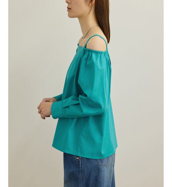 ROPE「【洗える】コットンサテンオフショルダーブラウス」|シャツ・ブラウス|