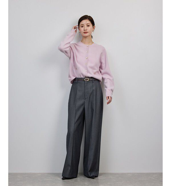 ROPE「梳毛ギャバ プリーテッド ワイドパンツ」|チノ|