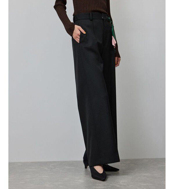 ROPE「梳毛ギャバ プリーテッド ワイドパンツ」|チノ|