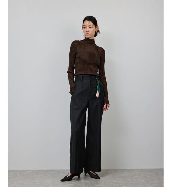 ROPE「梳毛ギャバ プリーテッド ワイドパンツ」|チノ|