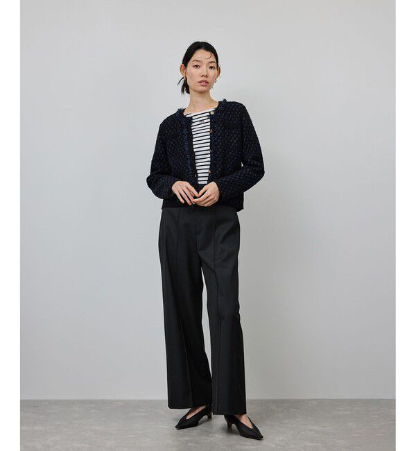 ROPE「梳毛ギャバ プリーテッド ワイドパンツ」|チノ|