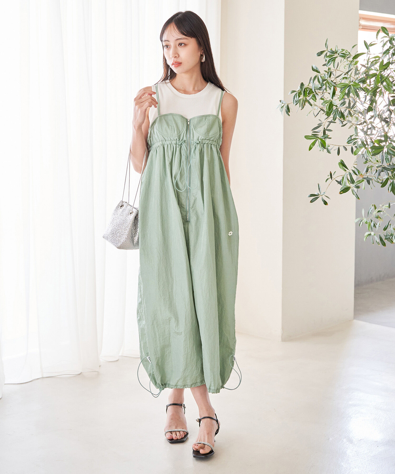 VIS「【Lottoコラボ】ナイロンバルーンキャミワンピース」|ワンピース|