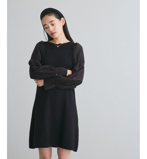 VIS「【洗える】ニットドッキングAラインミニワンピース」|ワンピース|
