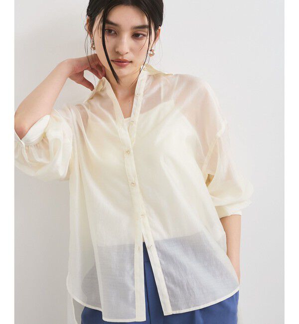 VIS「【洗える】アソートシアーシャツ(フラワー刺繍&無地）」|シャツ・ブラウス|