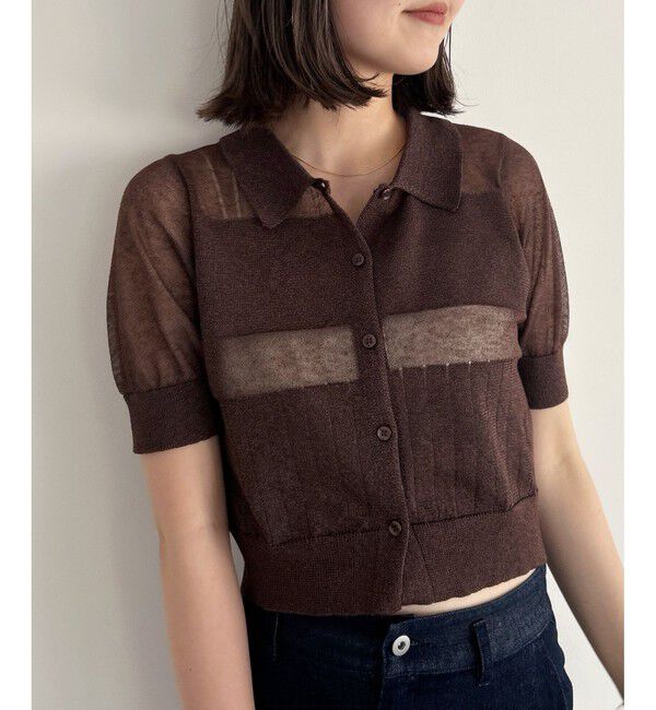 VIS「【WEB限定】シアーボーダーサマーポロニット」|ニット・セーター|