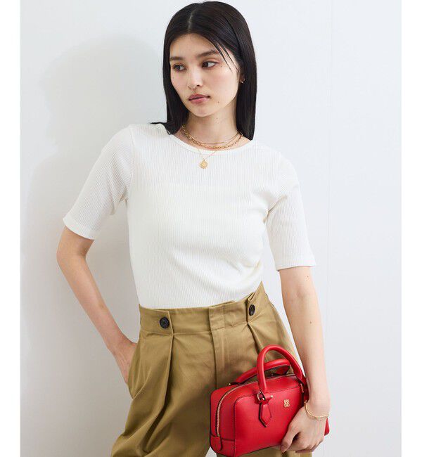 VIS「【前後2WAY】テレコ五分袖プルオーバー」|Tシャツ・カットソー|