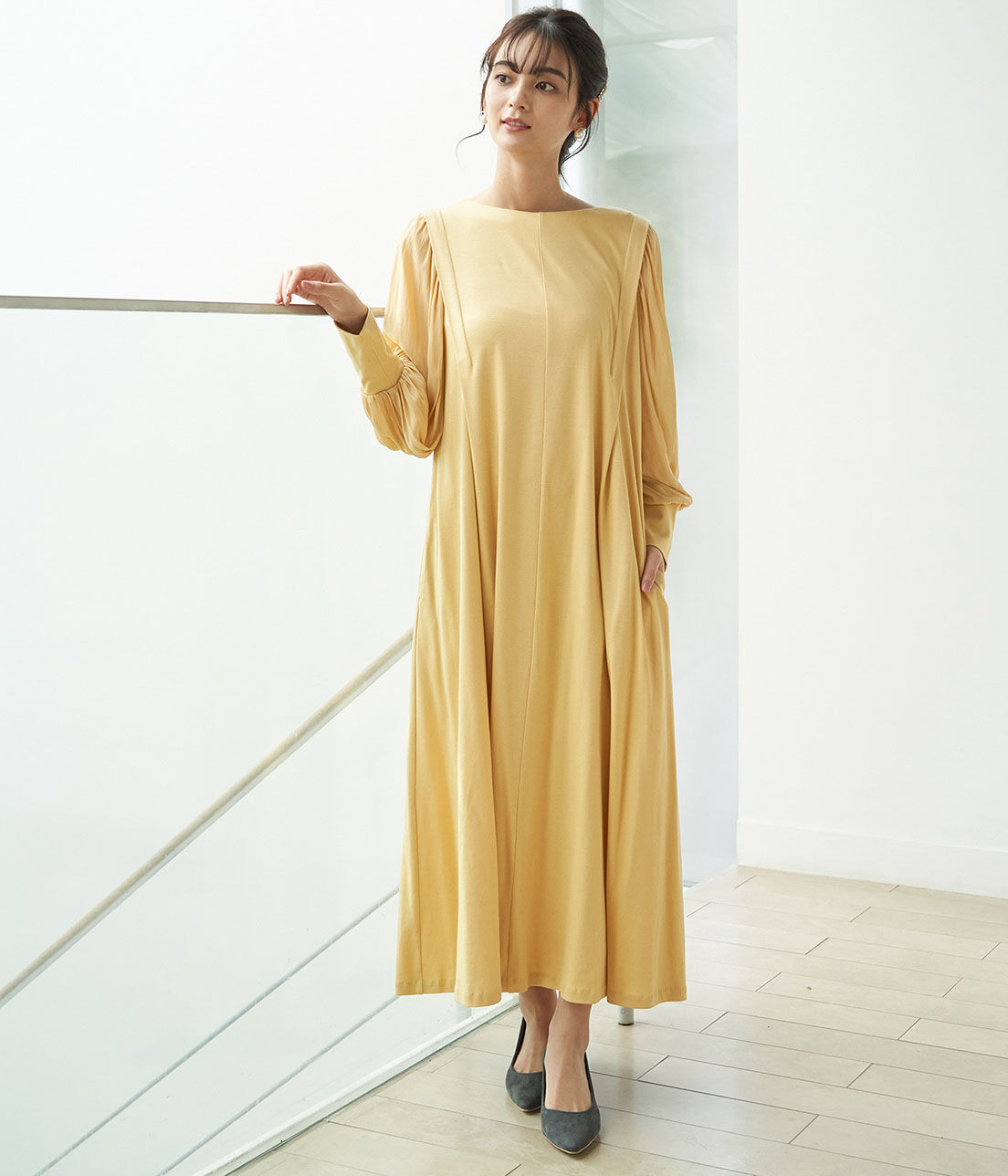 Rope&rsquo;Picnic「【一部店舗限定】【Mon E&rsquo;toile/モンエトワール】スムースコンビジャージタックDRESS」|ドレス|