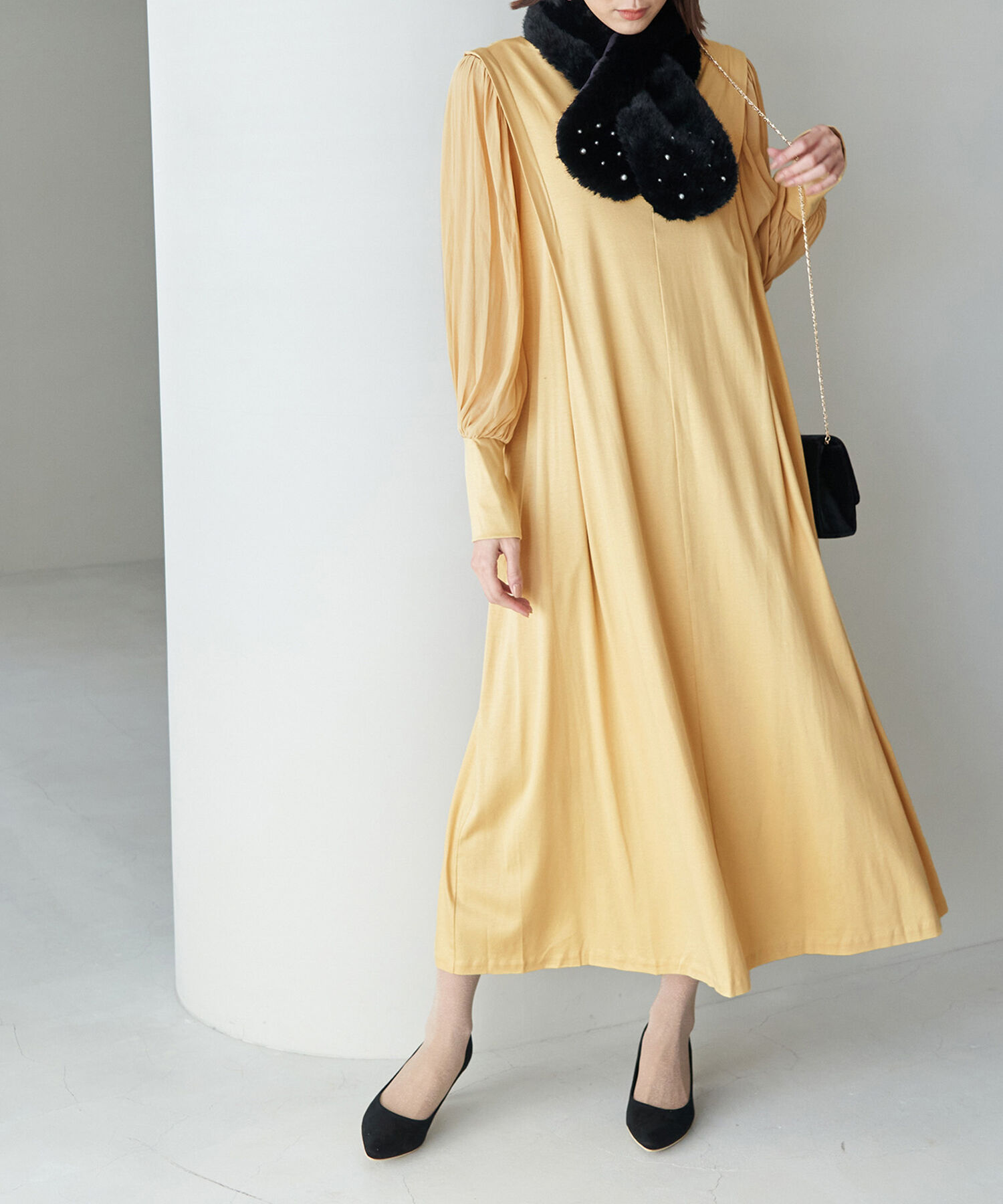 Rope&rsquo;Picnic「【一部店舗限定】【Mon E&rsquo;toile/モンエトワール】スムースコンビジャージタックDRESS」|ドレス|