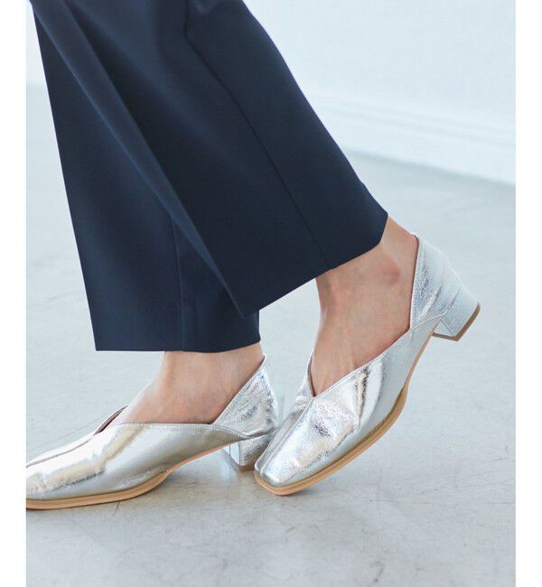 ROPE PICNIC PASSAGE「スクエアトゥセンターシーム甲深バブーシュ」|パンプス|シルバー