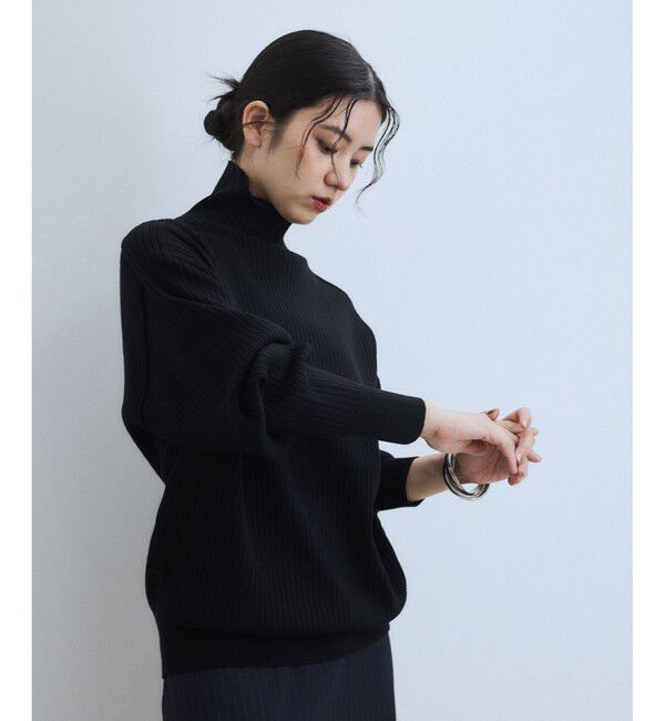 ADAM ET ROPE'「【WEB限定】・【定番人気】WOOL混リブタートルニット」|ニット・セーター|ブラック(01)