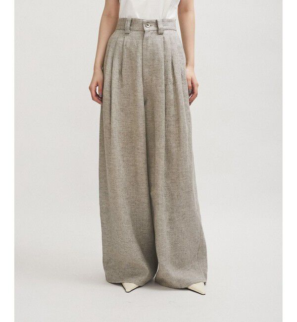 ADAM ET ROPE'「リネンタックパンツ」|チノ|ベージュ(27)