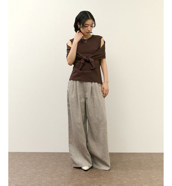 ADAM ET ROPE'「リネンタックパンツ」|チノ|