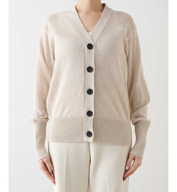 「Vネックペーパーヤーンカーディガン」|ニット・セーター|