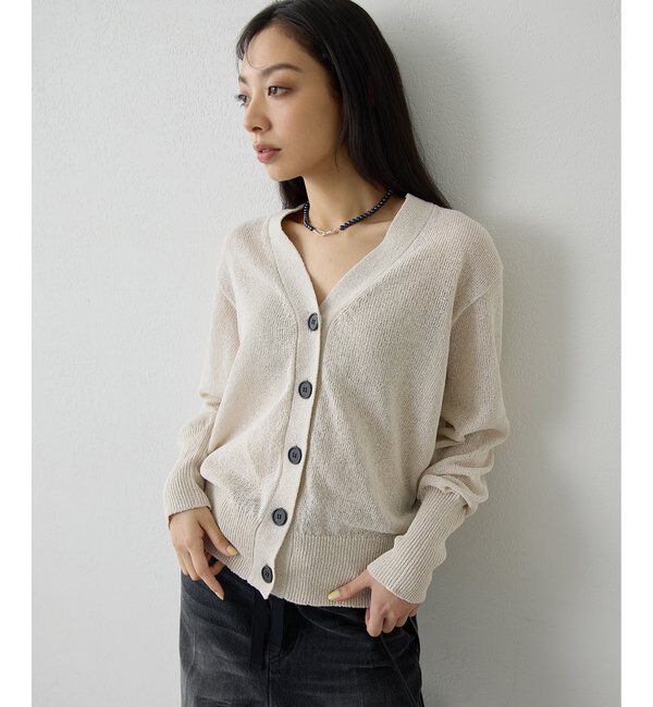 「Vネックペーパーヤーンカーディガン」|ニット・セーター|