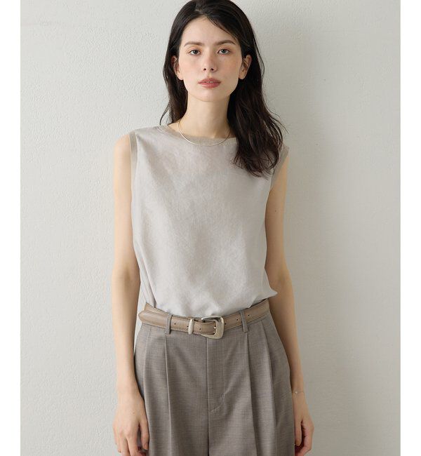 Drawing Numbers「【Drawing Numbers】シャイニーシースルーノースリーブブラウス」|シャツ・ブラウス|