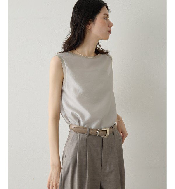 Drawing Numbers「【Drawing Numbers】シャイニーシースルーノースリーブブラウス」|シャツ・ブラウス|