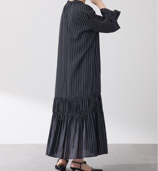  「袖シアーツイルストライプワンピース」|ワンピース|