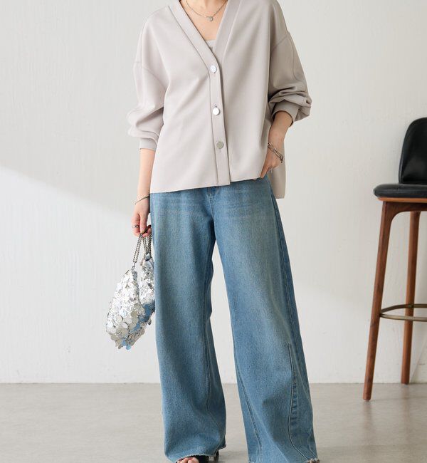  「《WEB限定/気温調整に◎》メタル釦ジョーゼットカーディガン」|Tシャツ・カットソー|