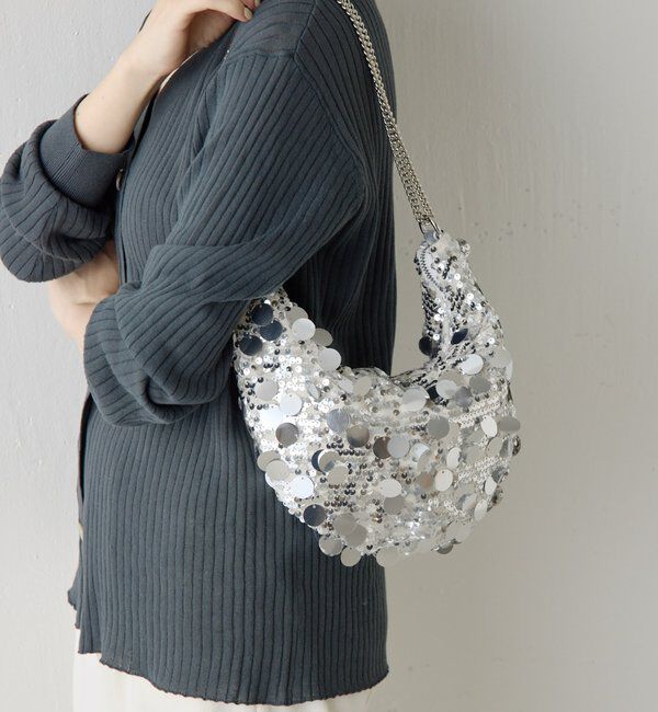  「【PAPILLONNER/パピヨネ】ドットスパンコールバッグ」|ショルダー・メッセンジャー|シルバー