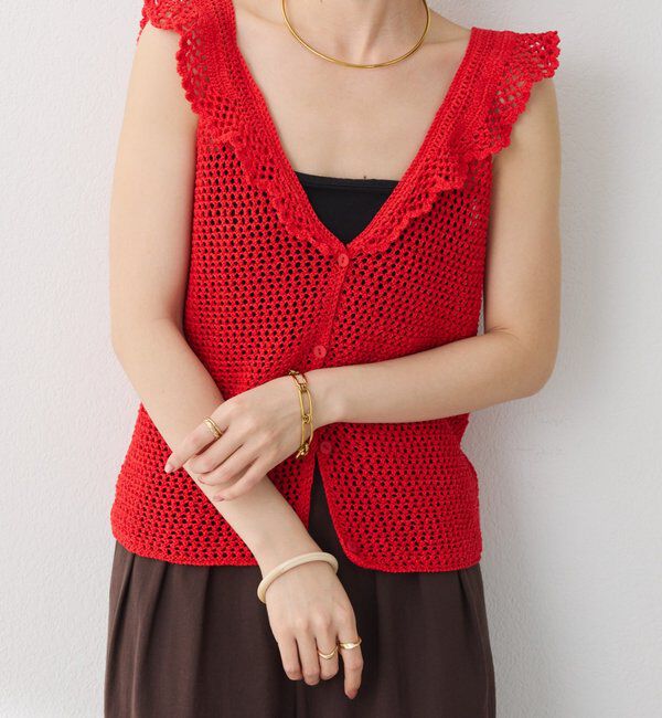  「クロシェフリルニットベスト」|ベスト・ジレ|