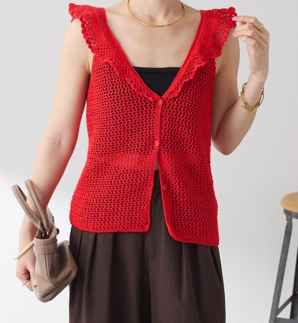  「クロシェフリルニットベスト」|ベスト・ジレ|