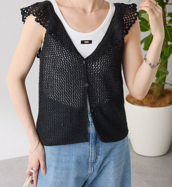  「クロシェフリルニットベスト」|ベスト・ジレ|